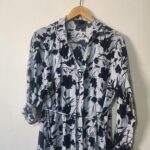 Blue Floral Long Sleeve Dress - 44