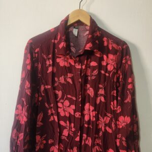 Pink Floral Long Sleeve Dress  - L