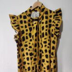 Yellow/Black Polka Top - M
