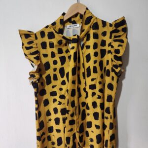 Yellow/Black Polka Top - M