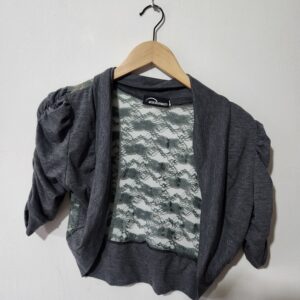 Grey Lace Overlay Top - M