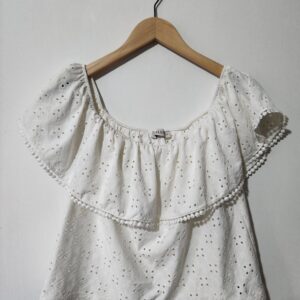 White Embroidered Top - M