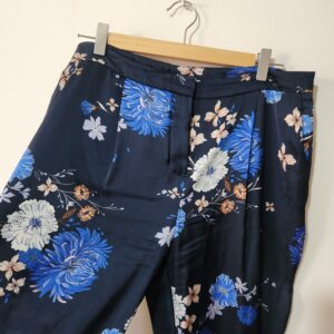 Navy Silky Floral Pants - 12