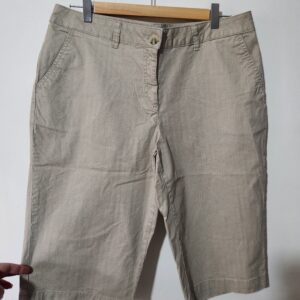 David Jones Beige & White Striped 3/4 Pants - 14