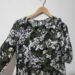 Green Floral 3/4 Sleeve Dress - M