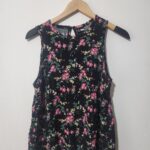 Black Floral Top - L