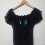 Black Floral Top - S