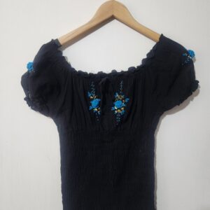 Black Floral Top - S