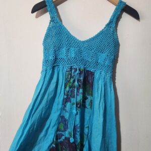 Blue Crochet Dress - M