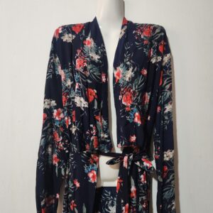 Navy/Red L/S Wrap Dress/Cover - 8