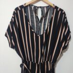 Striped S/S Long Jumpsuit - 40