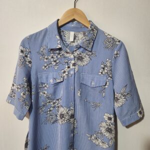 Blue/White Striped Floral Dress - 12